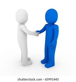 3d Human Business Handshake Hello Blue Stock Illustration 65991445 ...