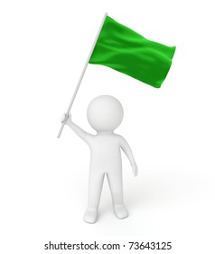 3d Human With Green Flag