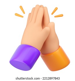 3d Human hands clapping and applause. Business succes, teamwork, agreement and ovation concept. High quality isolated render