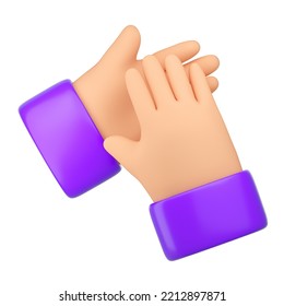 3d Human hands clapping and applause. Business succes, teamwork, agreement and ovation concept. High quality isolated render