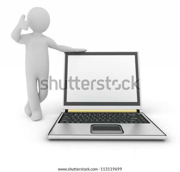 3d Human Laptop Isolated On White Stock Illustration 113119699