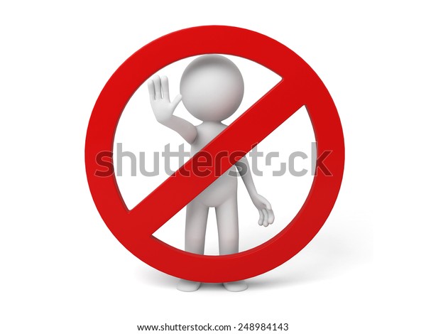 3d Human Red Stop Sign On Stock Illustration 248984143 | Shutterstock