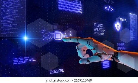 3D Humanoid AI Robot Metaverse Cyberspace Digital World Background, Revolution Of AI Artificial Intelligence Automated Digital Technology Industry 4.0 Concept