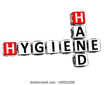 3D Hygiene Hand Crossword On White Background