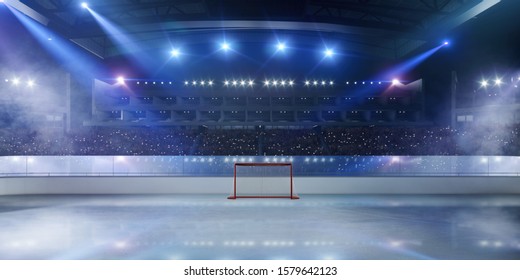 
3-D ice hockey stadium. Rendering 3D.