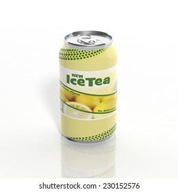 3D Ice Tea Can Isolated On White
