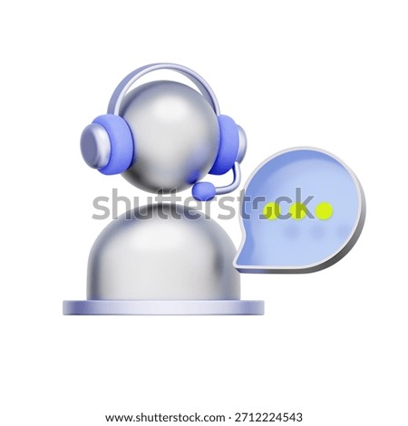 3D icon of an avatar with a headset and speech bubble For customer service, communication support, help desk, and agent assistance.