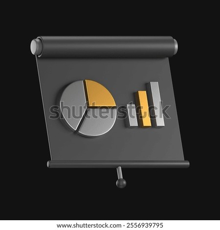 3d icon of a black data presentation slide