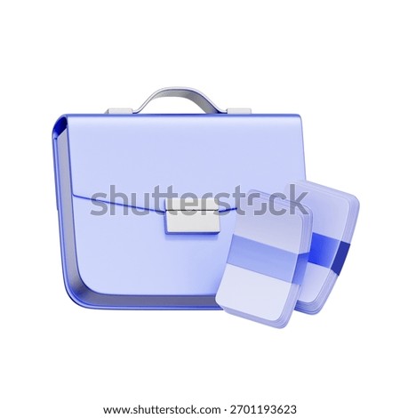 3D icon of a briefcase with stacks of documents or cards For carrying business expense documents, corporate record keeping, organizing financial paperwork, and managing travel expenses.