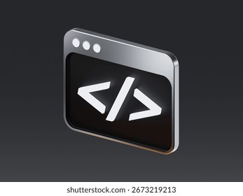 3D icon of a browser window with the number 404 in the center, representing error page, website issue, and internet problem.
