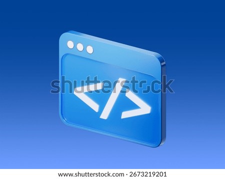3D icon of a browser window with the number 404 in the center, representing error page, website issue, and internet problem.