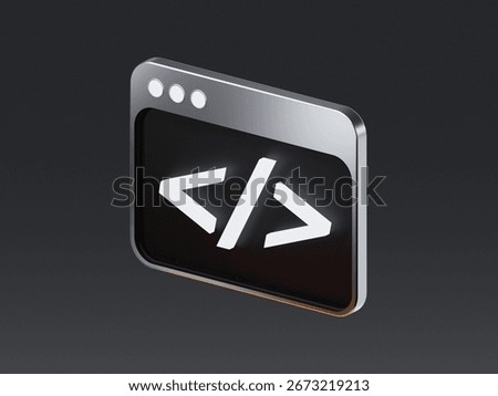 3D icon of a browser window with the number 404 in the center, representing error page, website issue, and internet problem.