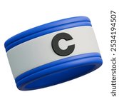 3D icon of a captain armband in white and blue