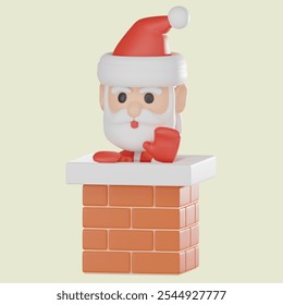 3D icon captures Santa Claus caught in a chimney, bringing humor to Christmas and holiday projects. Perfect for festive, family-friendly, or whimsical winter visuals. - Powered by Shutterstock