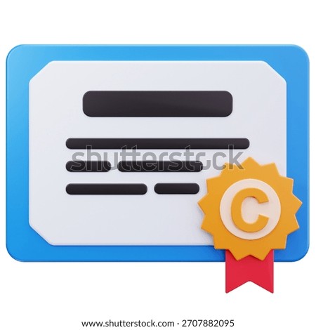 3D Icon Certificate Copyright Validation