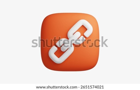 3D icon of a chain link representing hyperlinks, connection, or URL.