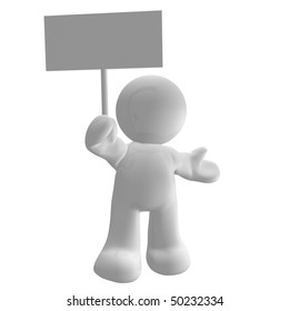 3d icon character with blank message board