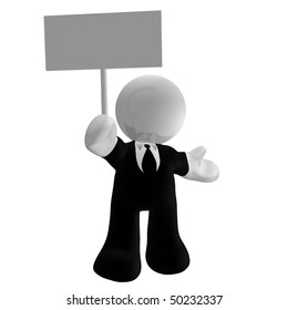 3d icon character with blank message board