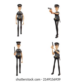 3D Icon Character Police Set Website