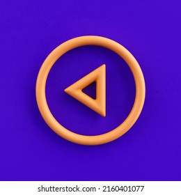 3d Icon Circle Caret Left, Outline Yellow Arrow Icon, Direction Symbol, 3d Rendering, Wire Icon