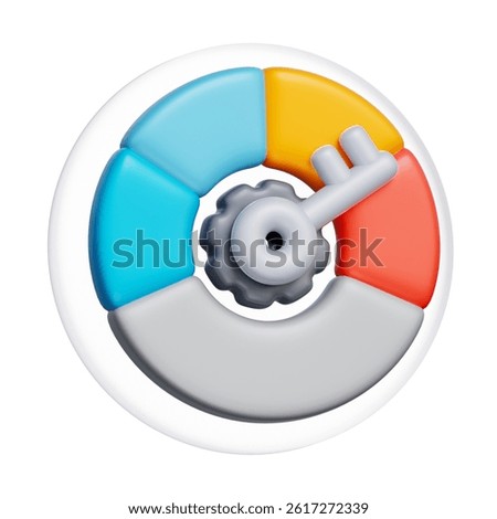 3D icon of a circular progress chart with segments, representing performance progress and data analytics.