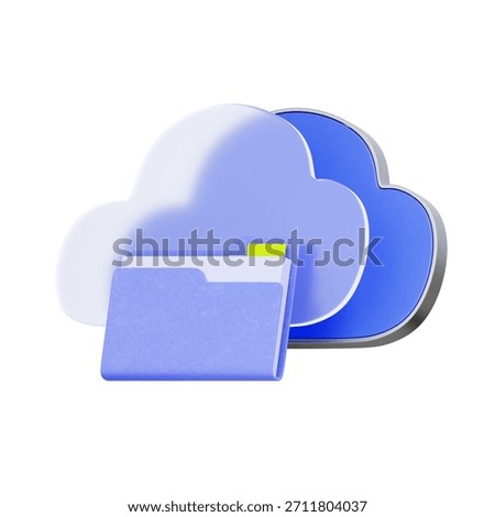 3D icon of a cloud with a folder inside For cloud storage, data synchronization, file hosting service, and digital backup.