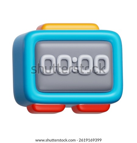 3D icon of a countdown digital display, representing stopwatch functionality and exact countdowns.