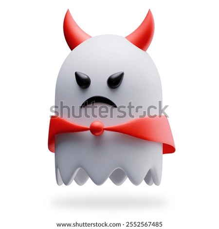 3D icon Cute Ghost isolated on the white background. Devil Ghost object