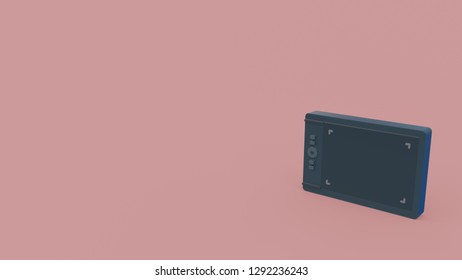 3d icon of dark tablet isolated on pink background