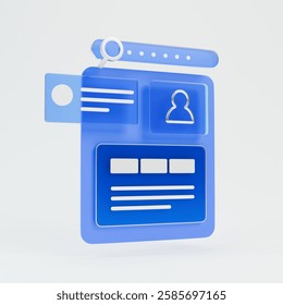 3d icon of data analysis with clipping path on a grey background.