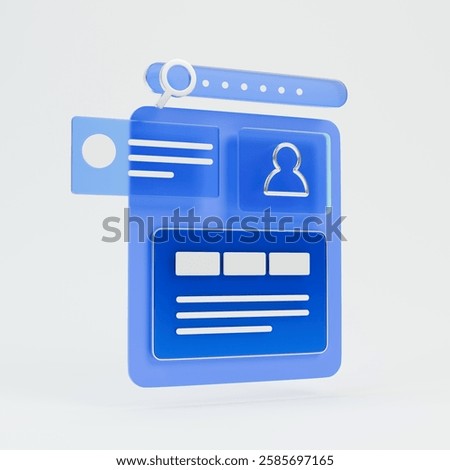 3d icon of data analysis with clipping path on a grey background.