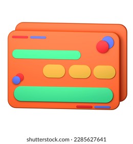 3d icon debit card object isolated on the white background