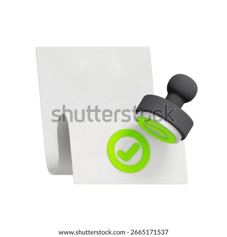 3D icon of a document with an approval stamp For document verification, contract approval, successful application, official confirmation.