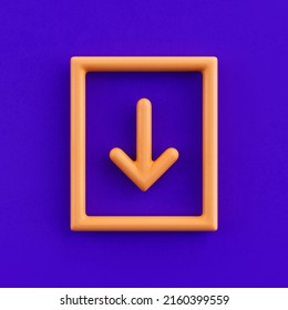 3d Icon File Import, Outline Yellow Arrow Icon, Direction Symbol, 3d Rendering, Wire Icon