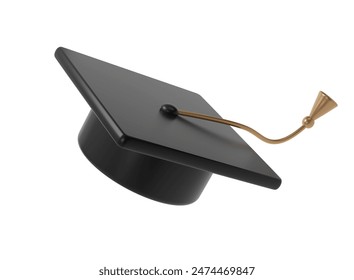 3d icon fly graduate black cap. School Cap in air. Graduation university or college element. Education, training, knowledge concept cartoon illustration. 3D Illustration - Powered by Shutterstock