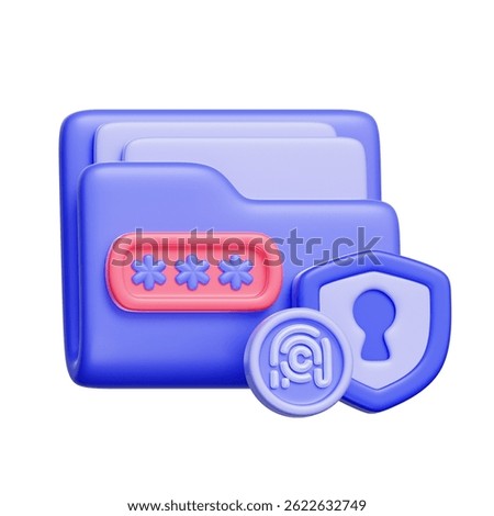 3D icon of folders with a shield, representing encrypted file exchange and safe data sharing.