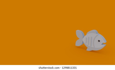 3d icon of gray fish isolated on orange background - Powered by Shutterstock