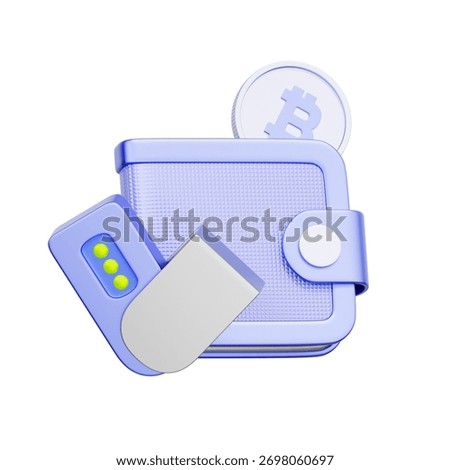 3D icon of a hardware wallet with a software wallet interface and Bitcoin coin For cryptocurrency wallet security, hardware wallet setup, managing Bitcoin assets, and cold storage solutions.