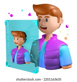 3D Icon Illustration Digital Twin, Male Avatar, Man