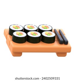 3d icon Maki Sushi Platter, 3d illustration, 3d element, 3d rendering, Graphic Elements, design element. Icon design, interface elements, concept illustration, art, user interface - Powered by Shutterstock