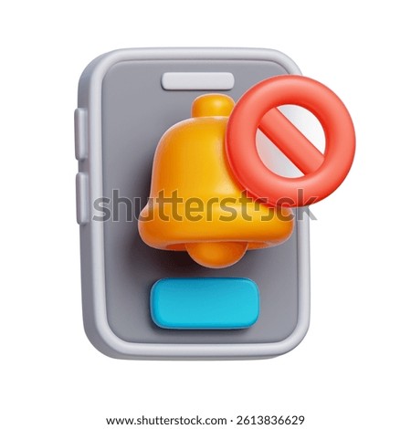 3D icon of a mobile with a mute or block symbol, symbolizing notification control and focus mode.