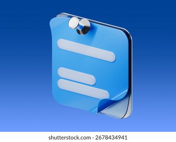 3D icon of a note paper with pin and text lines, symbolizing tasks, reminders, and organization. - Powered by Shutterstock - Get 15% off with code: PIKWIZARD15