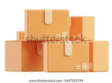 3d icon of stack of cardboard boxes, fast delivery illustration