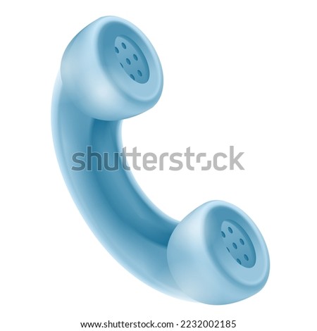 3d icon symbol isolated vector concept. Handset. Blue handset from telephone.Communication. Realistic render element design element. Cartoon minimal style.