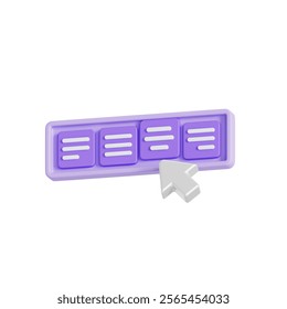 3D icon text alignment tool. icon for adding and tidying on isolated blue background