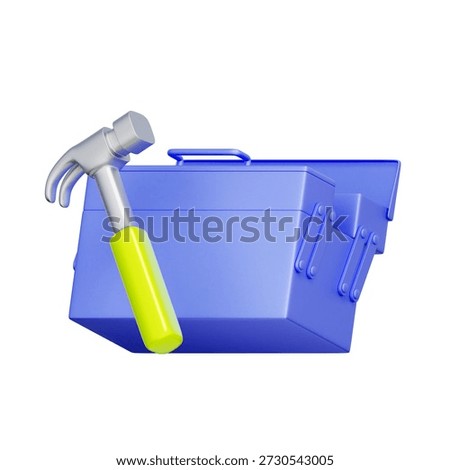 3D icon of a tool box with hammer for handyman service, home repair, and construction work