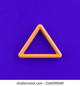 3d Icon Triangle Up, Outline Yellow Arrow Icon, Direction Symbol, 3d Rendering, Wire Icon