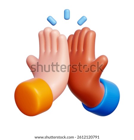 3D icon of two hands high-fiving, expressing teamwork and motivation in startups.