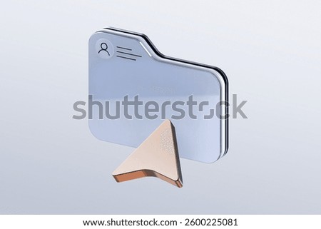 3d Icon of user data folder with mouse pointer isolated on white background
