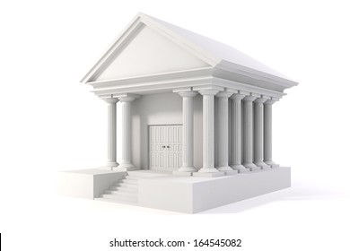 3d Icon Of Vintage Bank Building On White Background